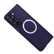 For Samsung Galaxy Z Fold5 Carbon Fiber Texture MagSafe Magnetic Phone Case(Purple)