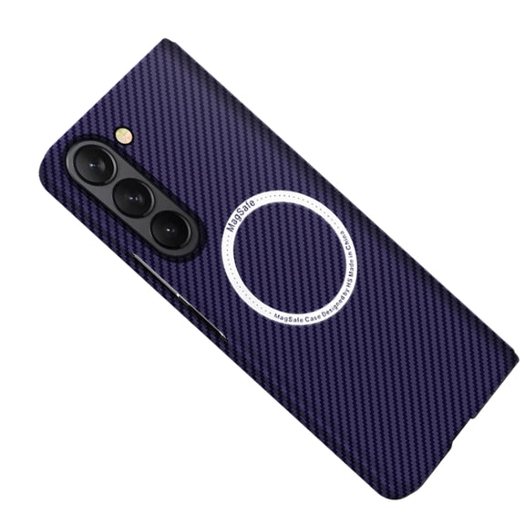 For Samsung Galaxy Z Fold5 Carbon Fiber Texture MagSafe Magnetic Phone Case(Purple)