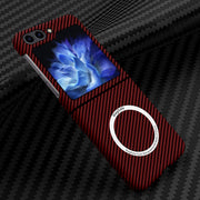 For Samsung Galaxy Z Flip5 Carbon Fiber Texture MagSafe Magnetic Phone Case(Red)