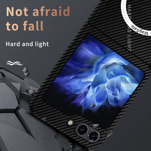 For Samsung Galaxy Z Flip5 Carbon Fiber Texture MagSafe Magnetic Phone Case(Blue)