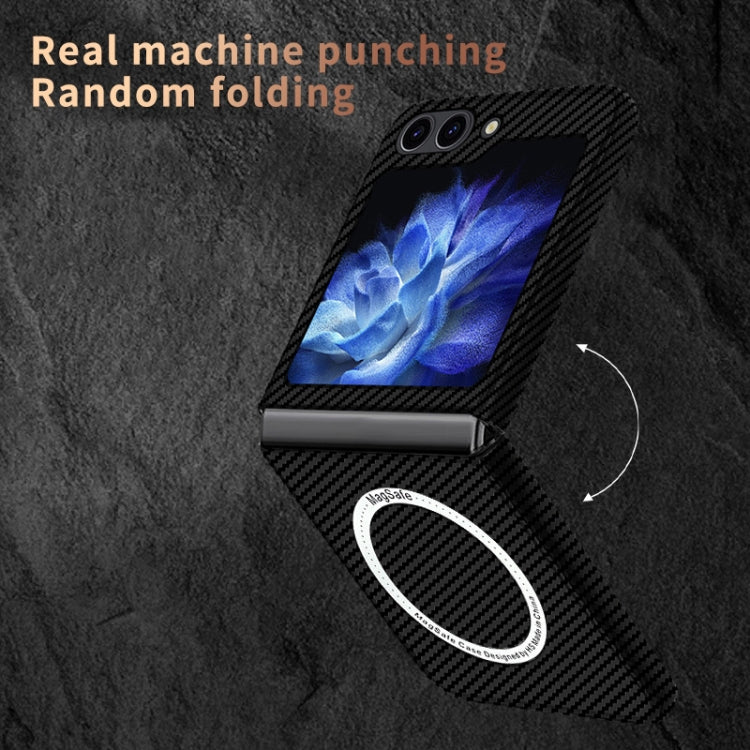 For Samsung Galaxy Z Flip5 Carbon Fiber Texture MagSafe Magnetic Phone Case(Blue)