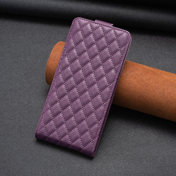 For iPhone 16 Pro Max Diamond Lattice Vertical Flip Leather Phone Case(Dark Purple)