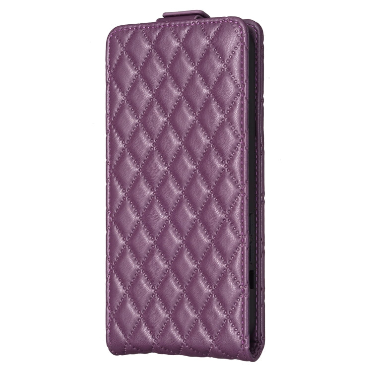 For iPhone 16 Pro Max Diamond Lattice Vertical Flip Leather Phone Case(Dark Purple)