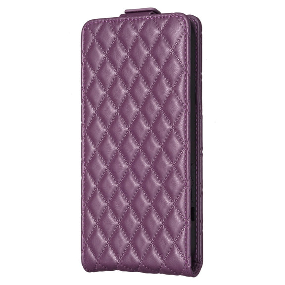For iPhone 16 Pro Max Diamond Lattice Vertical Flip Leather Phone Case(Dark Purple)