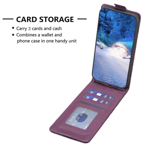 For iPhone 16 Pro Max Diamond Lattice Vertical Flip Leather Phone Case(Dark Purple)