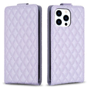 For iPhone 16 Pro Diamond Lattice Vertical Flip Leather Phone Case(Purple)