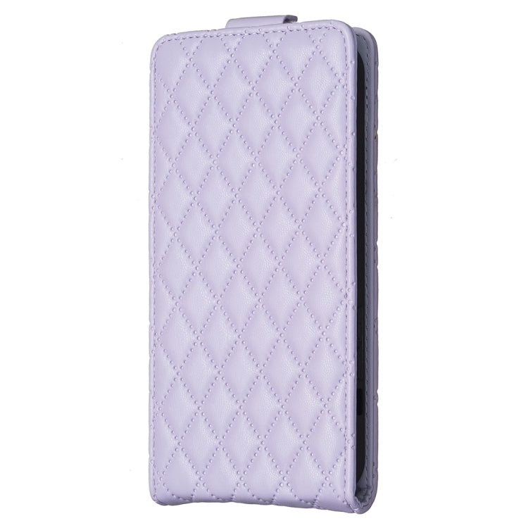 For iPhone 16 Pro Diamond Lattice Vertical Flip Leather Phone Case(Purple)