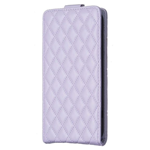 For iPhone 16 Pro Diamond Lattice Vertical Flip Leather Phone Case(Purple)