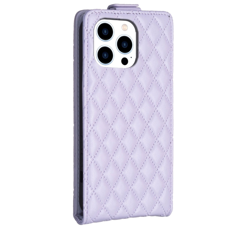 For iPhone 16 Pro Diamond Lattice Vertical Flip Leather Phone Case(Purple)