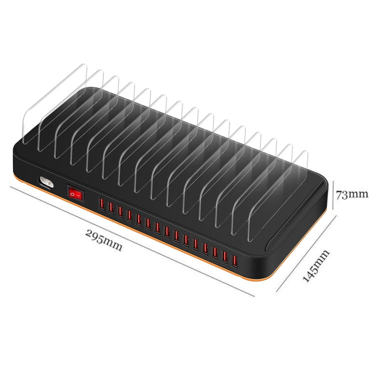 WLX-815P 180W 15 Ports USB Fast Charging Dock Smart Charger with Holder, EU Plug