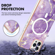 For iPhone 13 Pro Marble Pattern Dual-side IMD Magsafe TPU Phone Case(Purple 002)