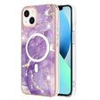 For iPhone 15 Plus Marble Pattern Dual-side IMD Magsafe TPU Phone Case(Purple 002) - iPhone 15 Plus Cases by PMC TechLife | Online Shopping South Africa | PMC TechLife
