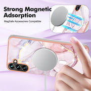 For Samsung Galaxy A34 5G Marble Pattern Dual-side IMD Magsafe TPU Phone Case(Rose Gold 005)
