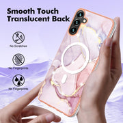 For Samsung Galaxy A34 5G Marble Pattern Dual-side IMD Magsafe TPU Phone Case(Rose Gold 005)