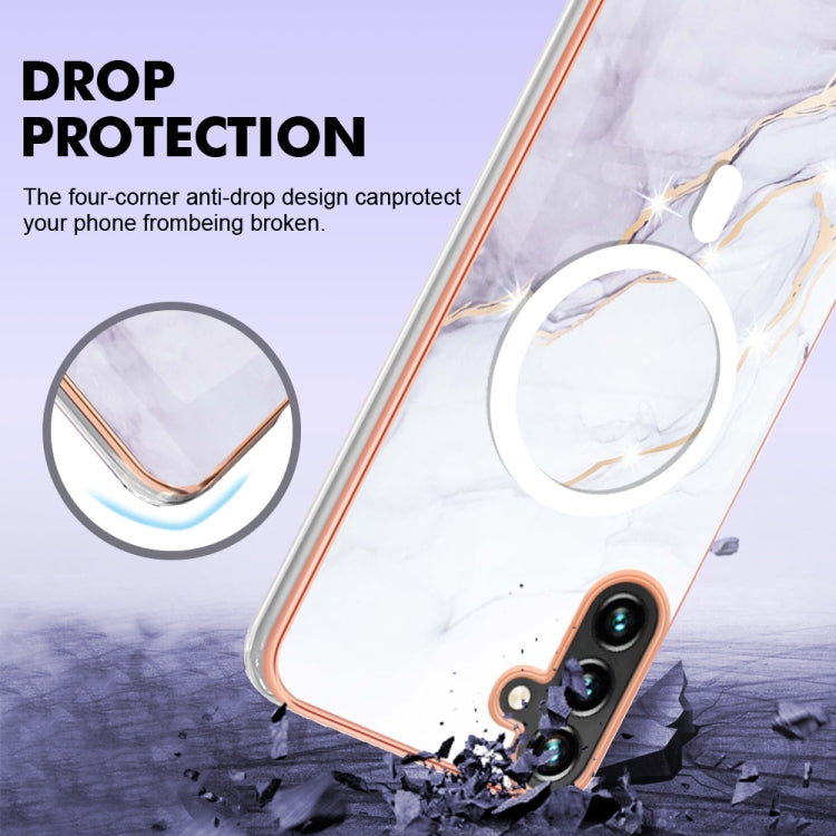 For Samsung Galaxy A34 5G Marble Pattern Dual-side IMD Magsafe TPU Phone Case(White 006)