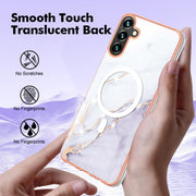 For Samsung Galaxy A34 5G Marble Pattern Dual-side IMD Magsafe TPU Phone Case(White 006)