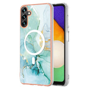 For Samsung Galaxy A34 5G Marble Pattern Dual-side IMD Magsafe TPU Phone Case(Green 003)