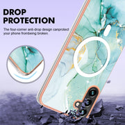 For Samsung Galaxy A34 5G Marble Pattern Dual-side IMD Magsafe TPU Phone Case(Green 003)