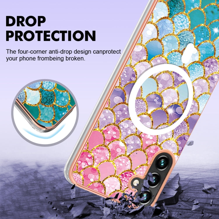 For Samsung Galaxy A34 5G Marble Pattern Dual-side IMD Magsafe TPU Phone Case(Colorful Scales)
