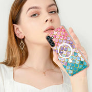 For Samsung Galaxy A34 5G Marble Pattern Dual-side IMD Magsafe TPU Phone Case(Colorful Scales)
