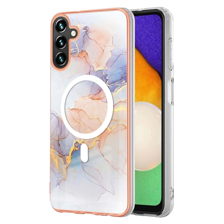 For Samsung Galaxy A34 5G Marble Pattern Dual-side IMD Magsafe TPU Phone Case(White Marble)