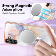 For Samsung Galaxy A34 5G Marble Pattern Dual-side IMD Magsafe TPU Phone Case(White Marble)