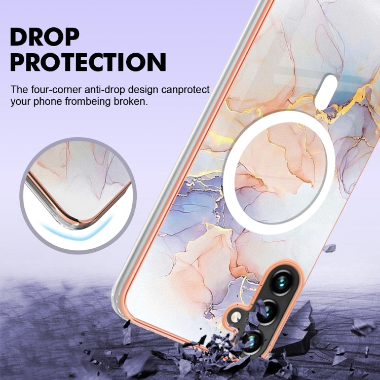 For Samsung Galaxy A34 5G Marble Pattern Dual-side IMD Magsafe TPU Phone Case(White Marble)