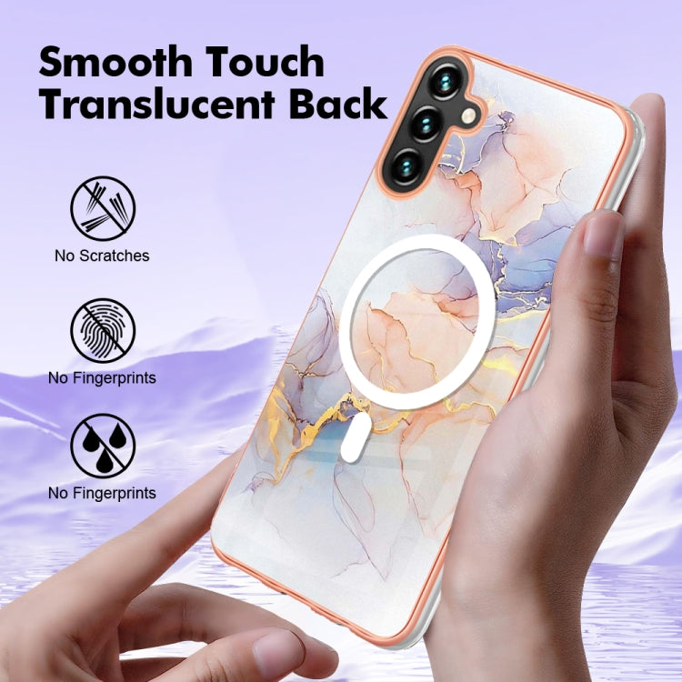 For Samsung Galaxy A34 5G Marble Pattern Dual-side IMD Magsafe TPU Phone Case(White Marble)