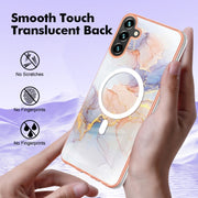 For Samsung Galaxy A34 5G Marble Pattern Dual-side IMD Magsafe TPU Phone Case(White Marble)