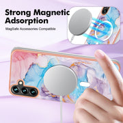 For Samsung Galaxy A34 5G Marble Pattern Dual-side IMD Magsafe TPU Phone Case(Blue Marble)