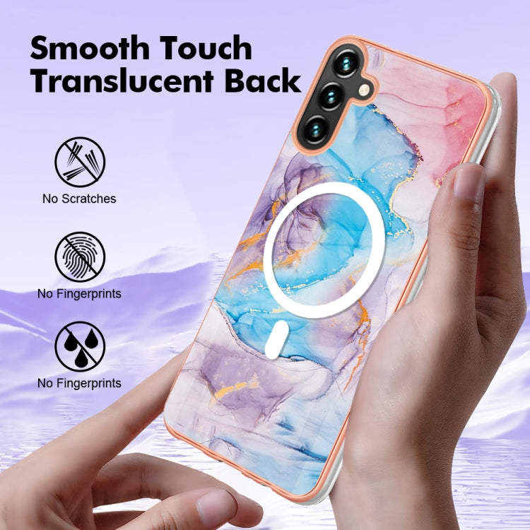 For Samsung Galaxy A34 5G Marble Pattern Dual-side IMD Magsafe TPU Phone Case(Blue Marble)