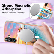 For Samsung Galaxy A34 5G Marble Pattern Dual-side IMD Magsafe TPU Phone Case(Dream Butterfly)