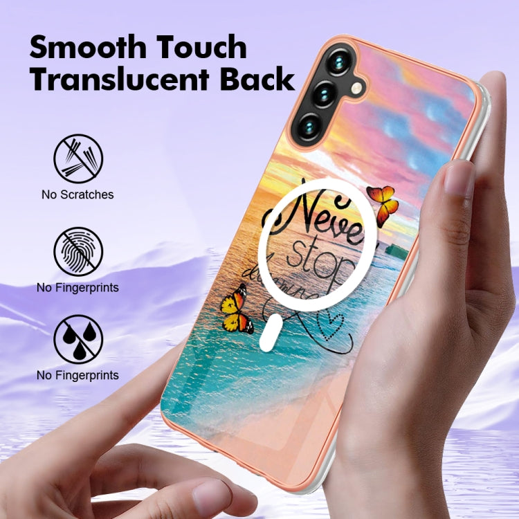 For Samsung Galaxy A34 5G Marble Pattern Dual-side IMD Magsafe TPU Phone Case(Dream Butterfly)