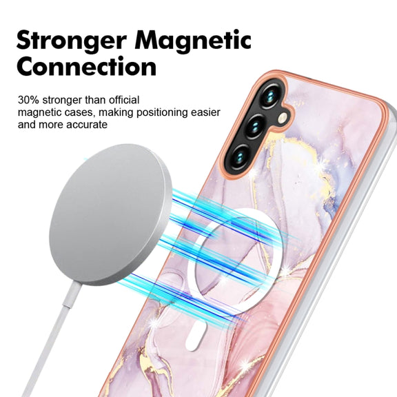 For Samsung Galaxy A54 5G Marble Pattern Dual-side IMD Magsafe TPU Phone Case(Rose Gold 005)