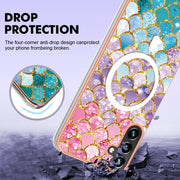 For Samsung Galaxy A54 5G Marble Pattern Dual-side IMD Magsafe TPU Phone Case(Colorful Scales)
