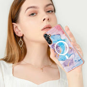 For Samsung Galaxy A54 5G Marble Pattern Dual-side IMD Magsafe TPU Phone Case(Blue Marble)