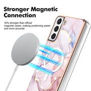 For Samsung Galaxy S21 FE 5G Marble Pattern Dual-side IMD Magsafe TPU Phone Case(Rose Gold 005)