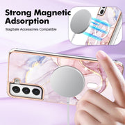 For Samsung Galaxy S21 FE 5G Marble Pattern Dual-side IMD Magsafe TPU Phone Case(Rose Gold 005)
