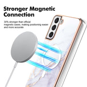For Samsung Galaxy S21 FE 5G Marble Pattern Dual-side IMD Magsafe TPU Phone Case(White 006)