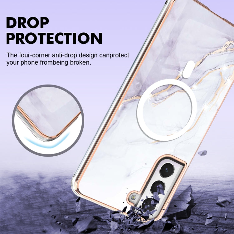 For Samsung Galaxy S21 FE 5G Marble Pattern Dual-side IMD Magsafe TPU Phone Case(White 006)