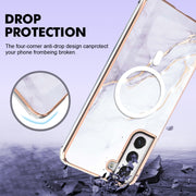 For Samsung Galaxy S21 FE 5G Marble Pattern Dual-side IMD Magsafe TPU Phone Case(White 006)