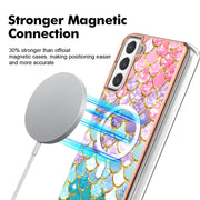 For Samsung Galaxy S21 FE 5G Marble Pattern Dual-side IMD Magsafe TPU Phone Case(Colorful Scales)