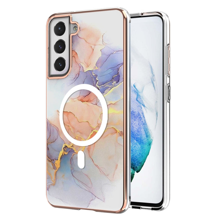 For Samsung Galaxy S21 FE 5G Marble Pattern Dual-side IMD Magsafe TPU Phone Case(White Marble)