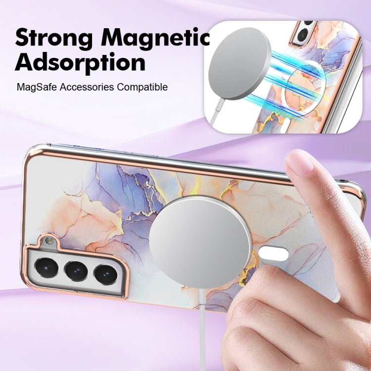 For Samsung Galaxy S21 FE 5G Marble Pattern Dual-side IMD Magsafe TPU Phone Case(White Marble)