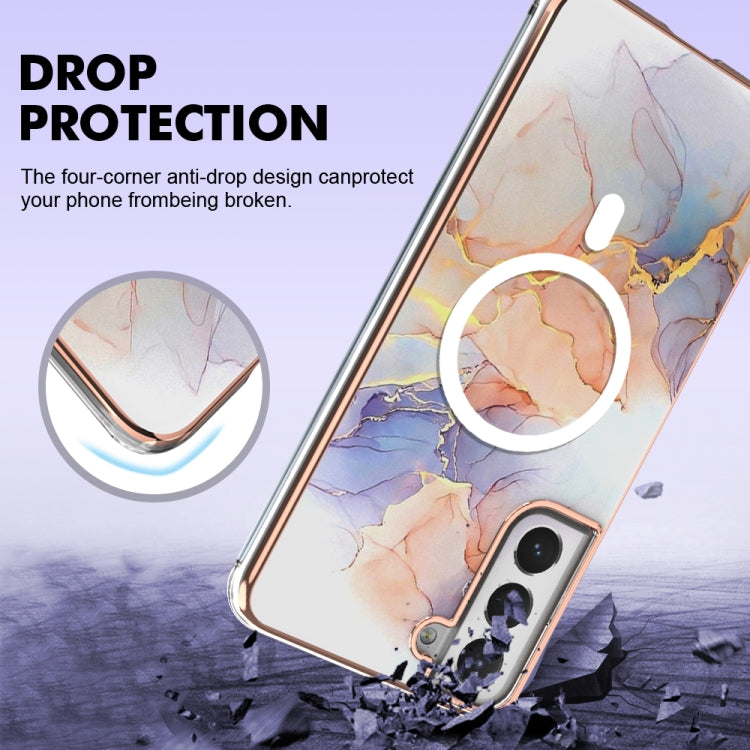 For Samsung Galaxy S21 FE 5G Marble Pattern Dual-side IMD Magsafe TPU Phone Case(White Marble)