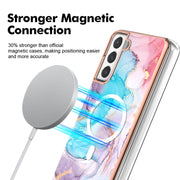 For Samsung Galaxy S21 FE 5G Marble Pattern Dual-side IMD Magsafe TPU Phone Case(Blue Marble)