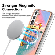For Samsung Galaxy S21 FE 5G Marble Pattern Dual-side IMD Magsafe TPU Phone Case(Dream Butterfly)