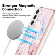 For Samsung Galaxy S22 5G Marble Pattern Dual-side IMD Magsafe TPU Phone Case(Rose Gold 005)