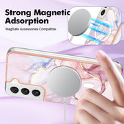 For Samsung Galaxy S22 5G Marble Pattern Dual-side IMD Magsafe TPU Phone Case(Rose Gold 005)