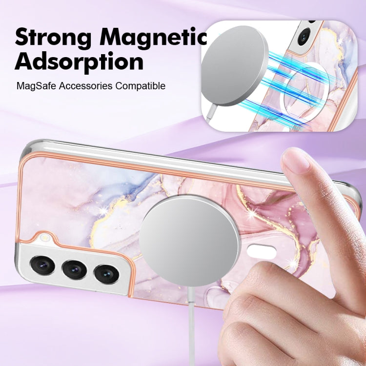 For Samsung Galaxy S22 5G Marble Pattern Dual-side IMD Magsafe TPU Phone Case(Rose Gold 005)